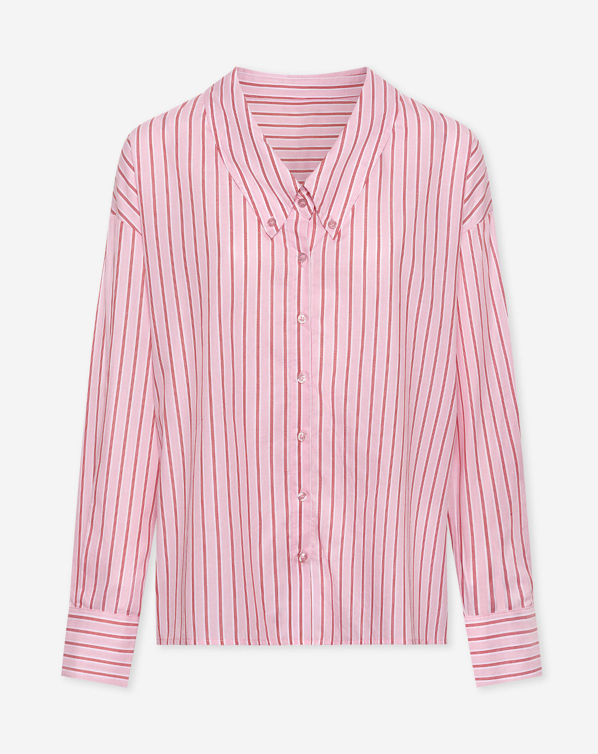 LOW COLLAR BLOUSE STRIPE ROZE