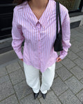 LOW COLLAR BLOUSE STRIPE ROZE