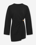 BROCHE LONGSLEEVE TEE DRESS ZWART