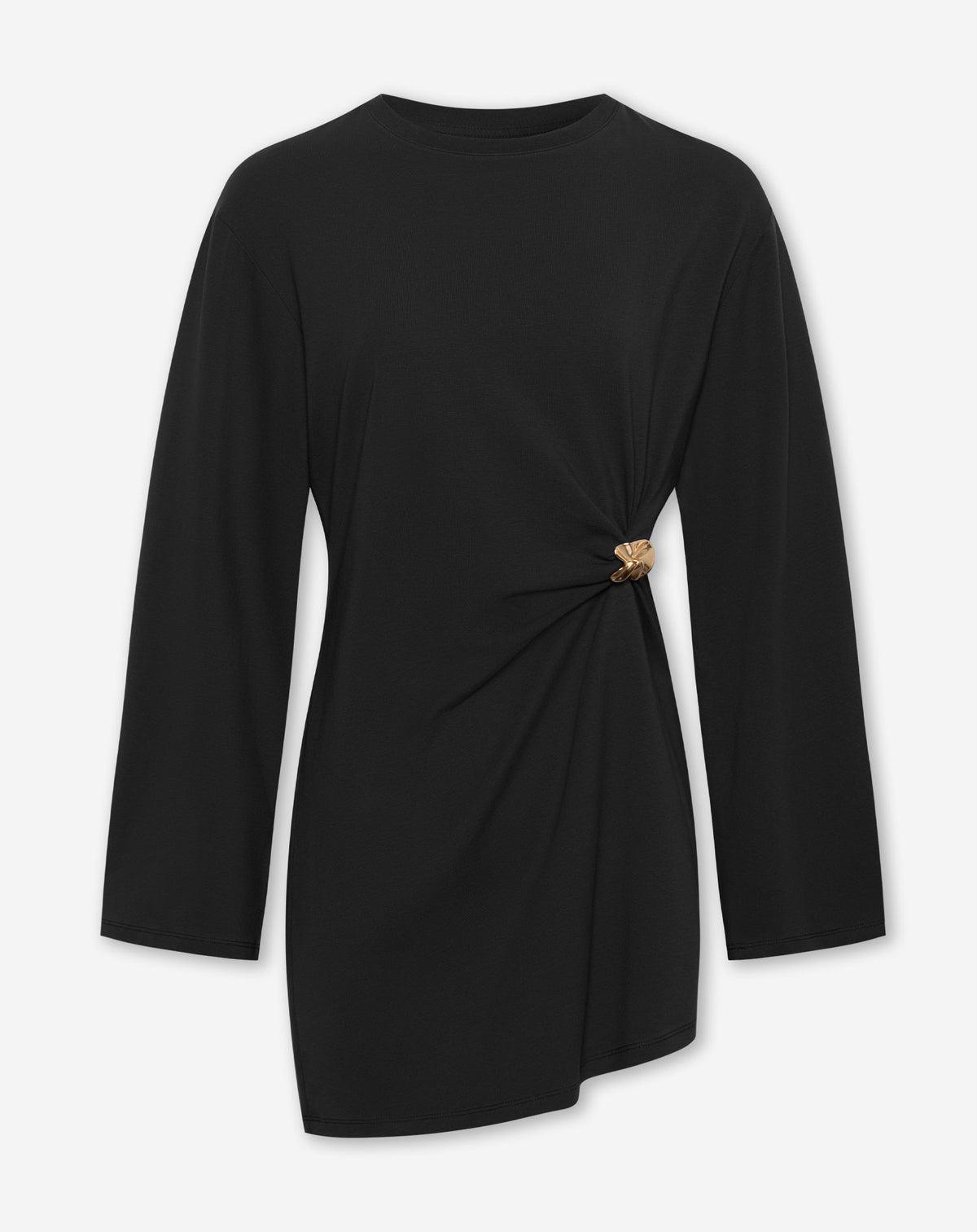 BROCHE LONGSLEEVE TEE DRESS ZWART