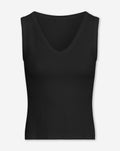 SLEEVELESS VNECK RIB TOP ZWART