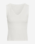 SLEEVELESS VNECK RIB TOP CRÈME
