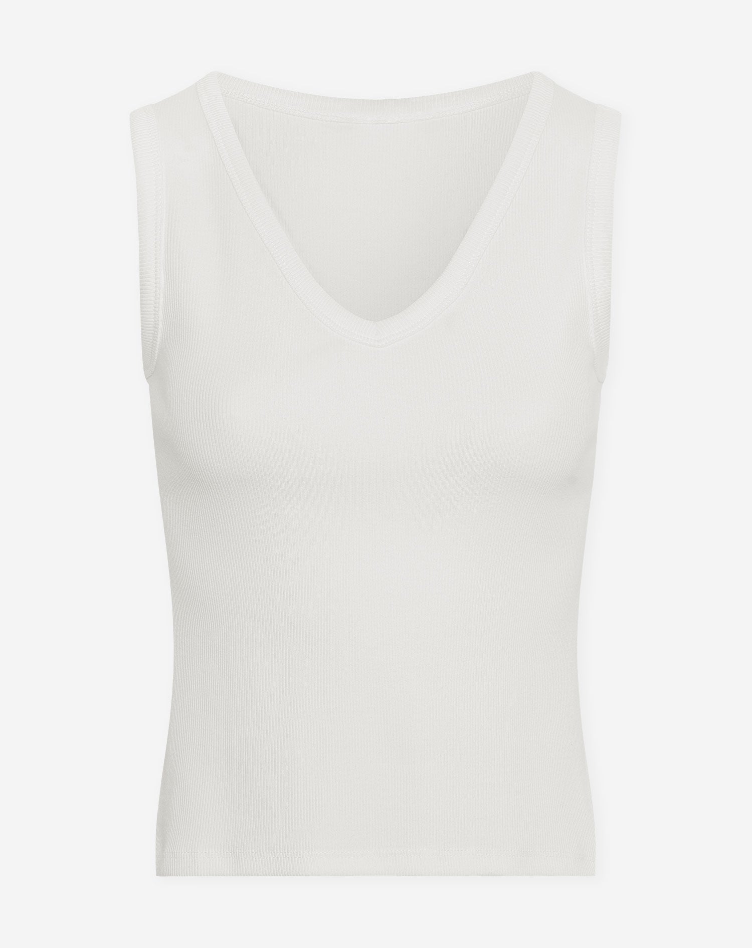 SLEEVELESS VNECK RIB TOP CRÈME