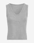 SLEEVELESS VNECK TOP RIB GRIJS MELANGE