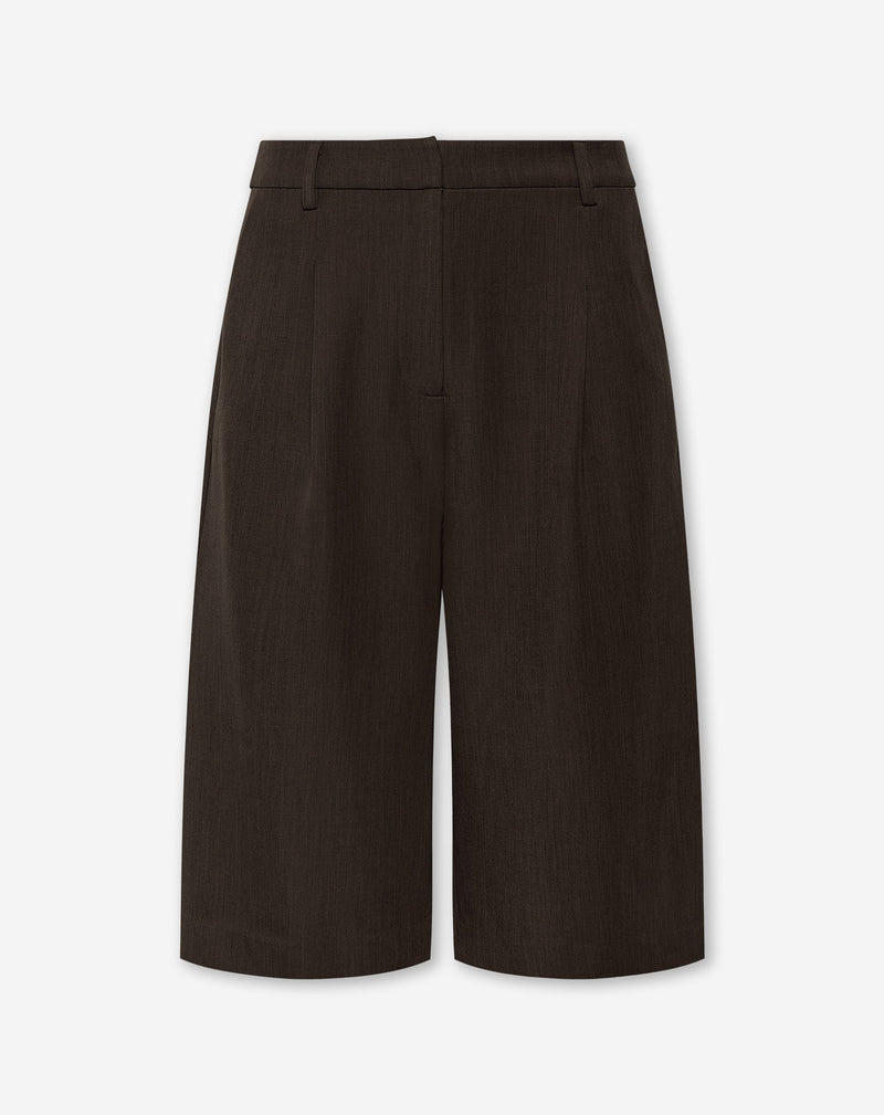 LORNA SINGLE PLEAT LONG BERMUDA BROWN