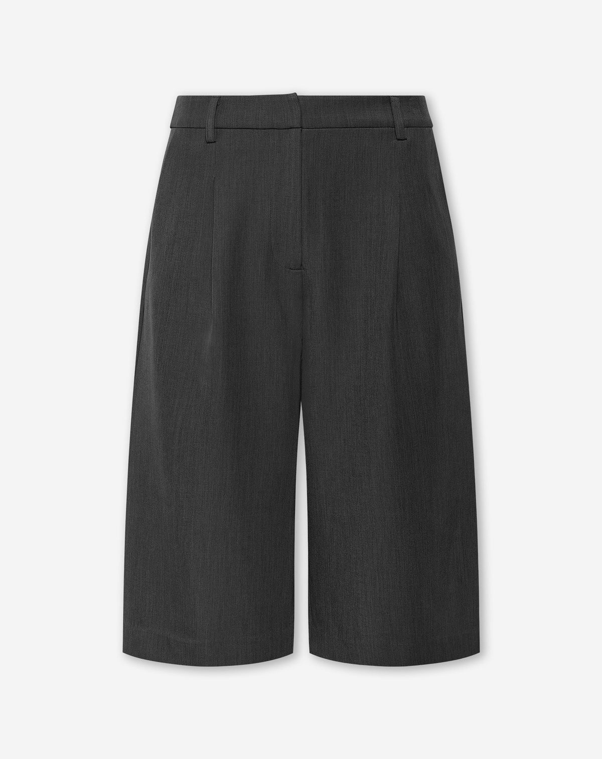LORNA SINGLE PLEAT LONG BERMUDA DARK GREY