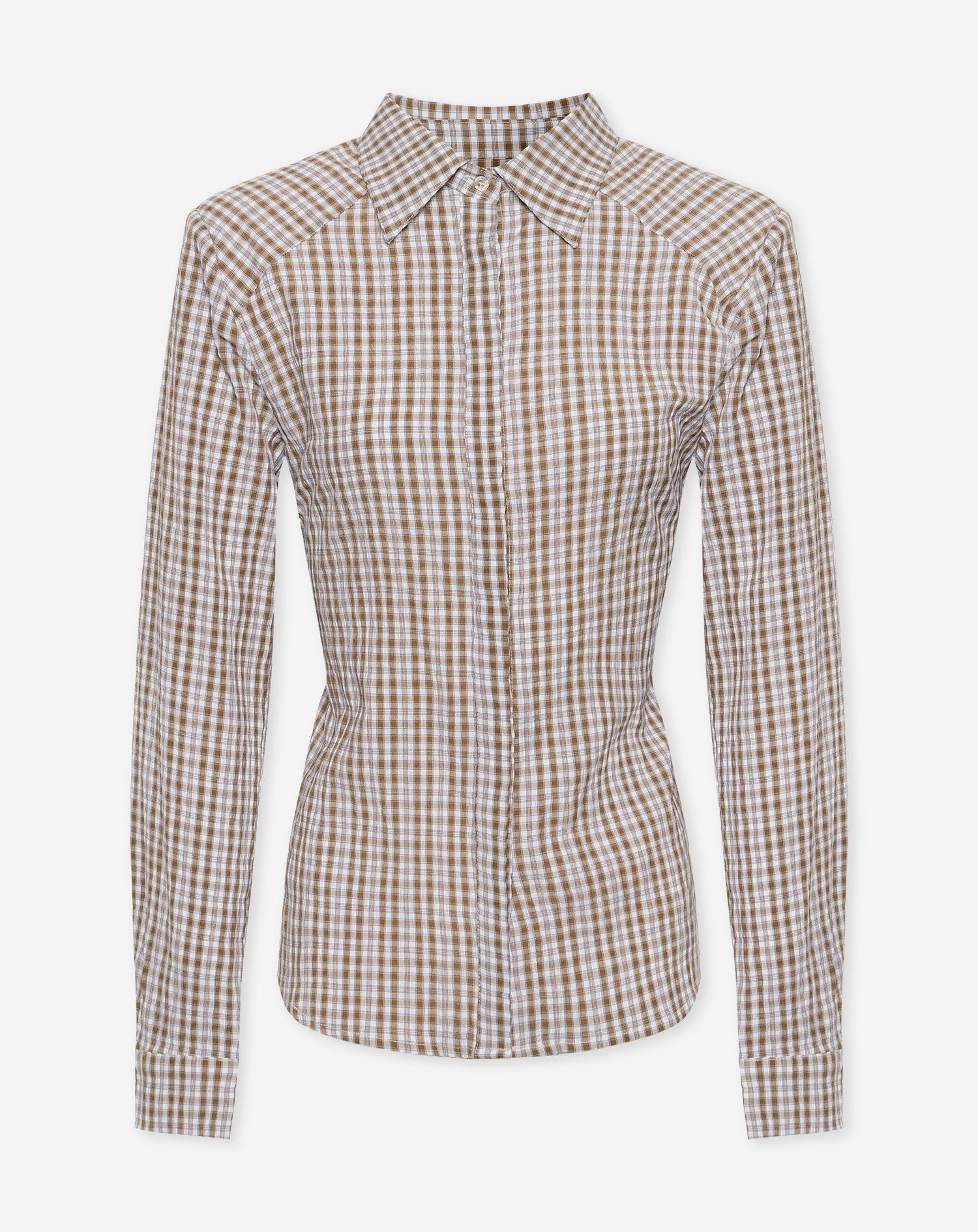 BINK SHOULDER PAD BLOUSE BRUIN CHECK