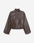 LIRA BRAIDED FAUX LEATHER JACKET BROWN