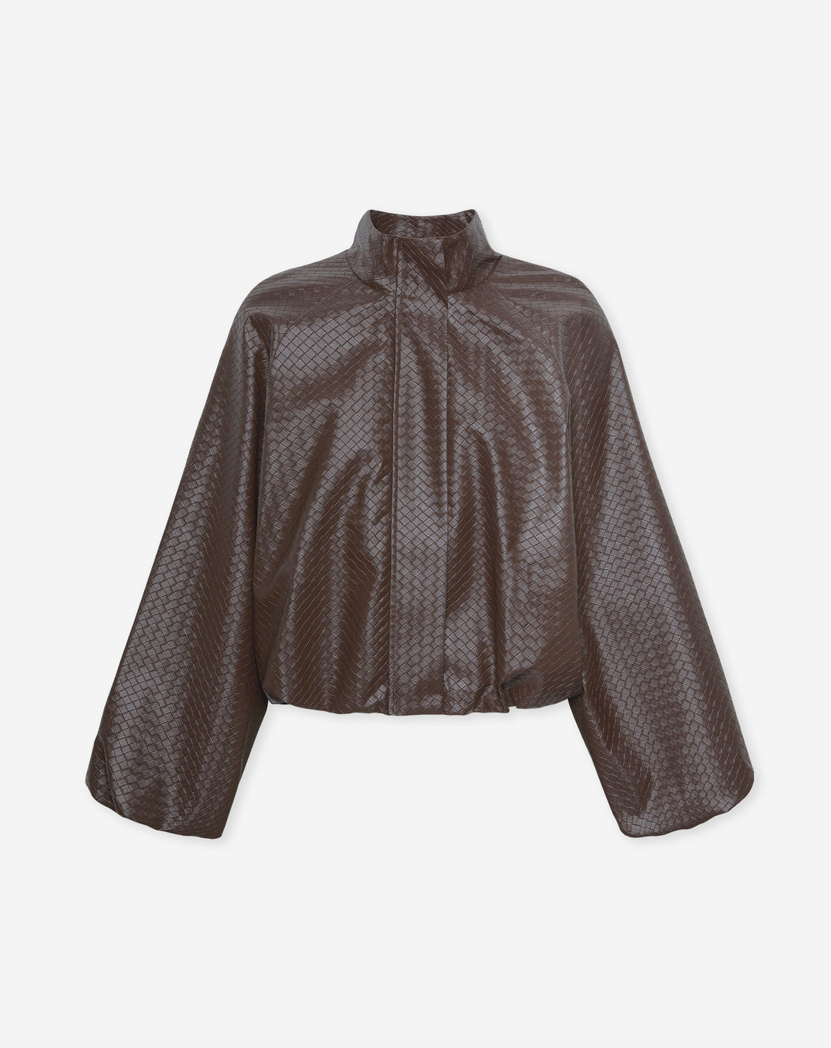 LIRA BRAIDED FAUX LEATHER JACKET BROWN