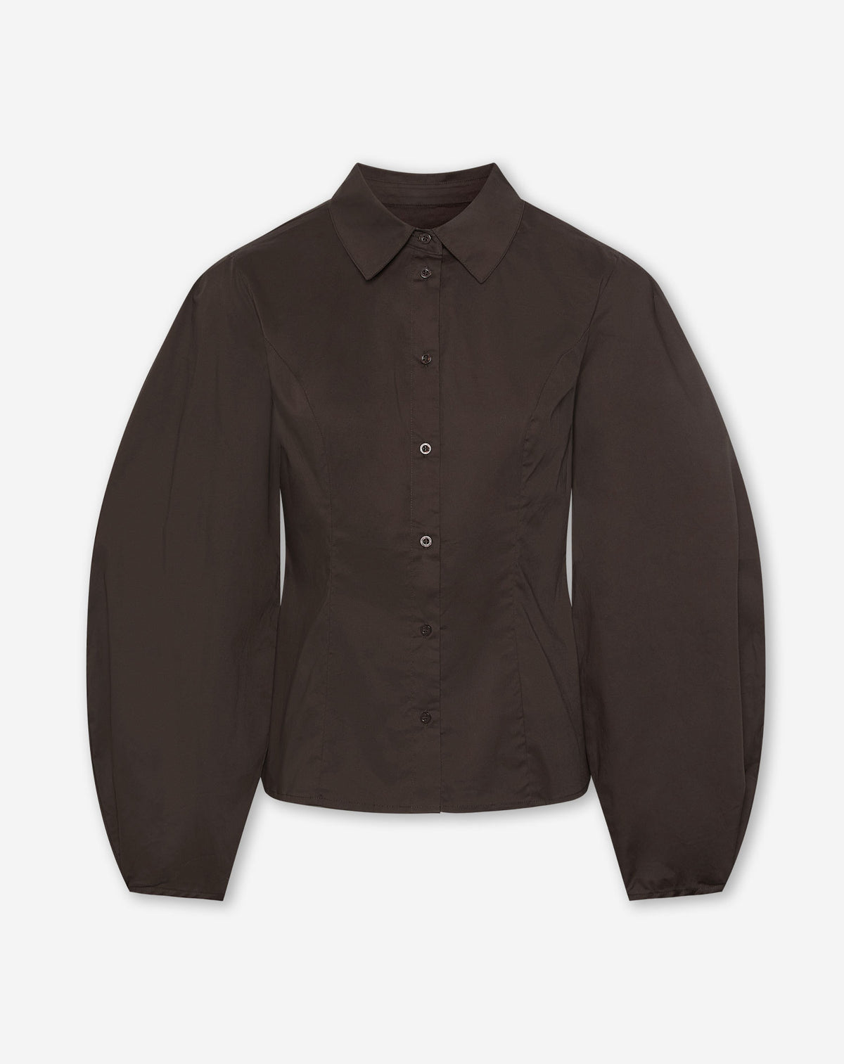 POPLIN ARCHED SLEEVE BLOUSE BRUIN