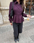 SUE PEPLUM BLOUSE DONKER BURGUNDY