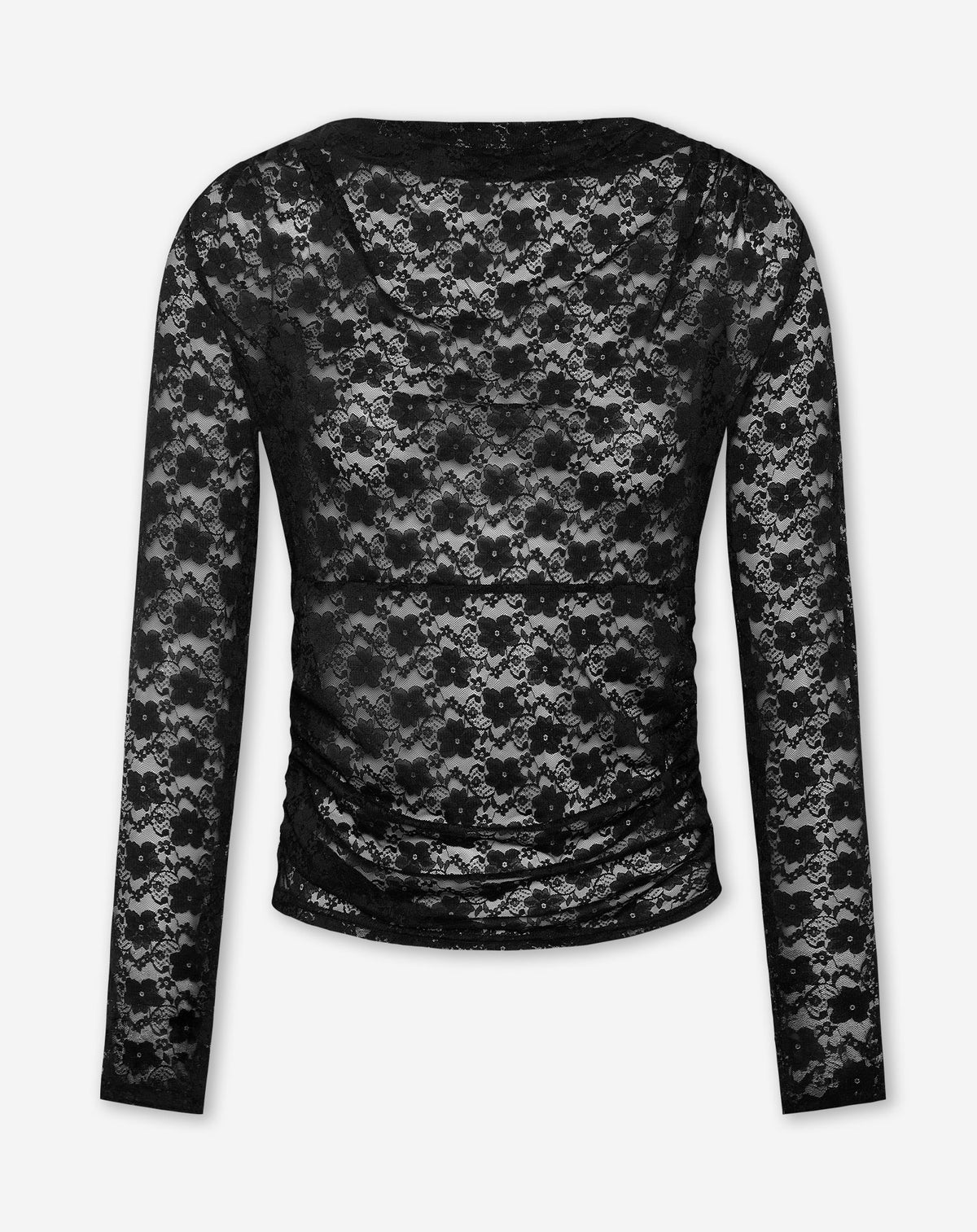 LOTUS LACE DRAPED NECK TOP BLACK