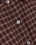 RAYA GATHERED WAIST CHECK BLOUSE BURGUNDY