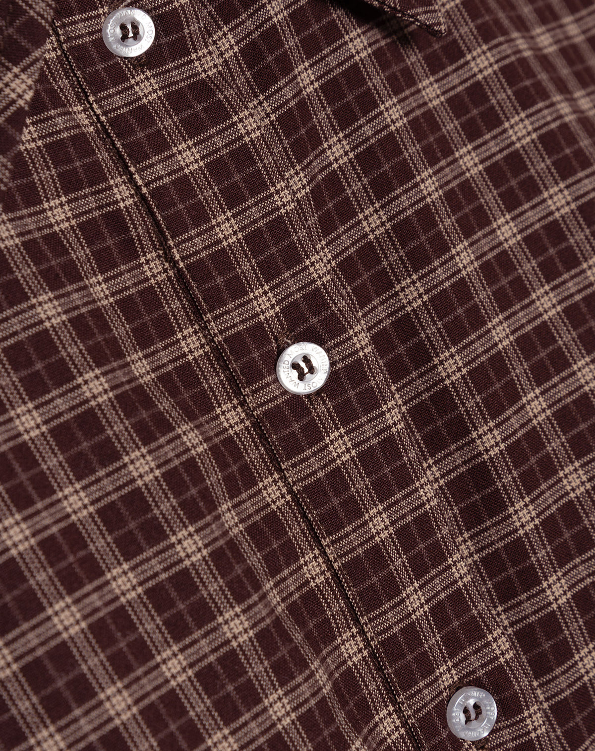 RAYA GATHERED WAIST CHECK BLOUSE BURGUNDY