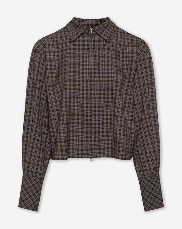 LALOU ZIPPER CHECK BLOUSE BRUIN