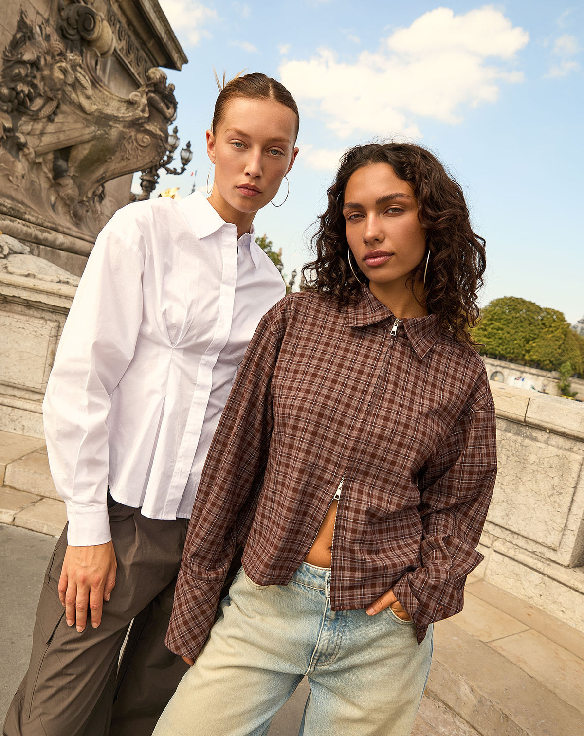 LALOU ZIPPER CHECK BLOUSE BRUIN
