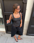 DOT SQUARE NECK SINGLET ZWART