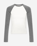 FITTED CONTRAST RAGLAN LONGSLEEVE TEE DONKER GRIJS MELANGE