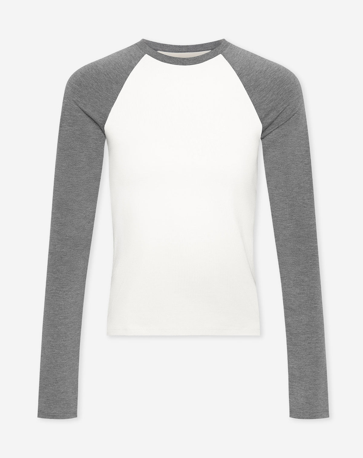 FITTED CONTRAST RAGLAN LONGSLEEVE TEE DONKER GRIJS MELANGE