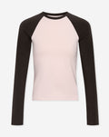 FITTED CONTRAST RAGLAN LONGSLEEVE TEE ROZE