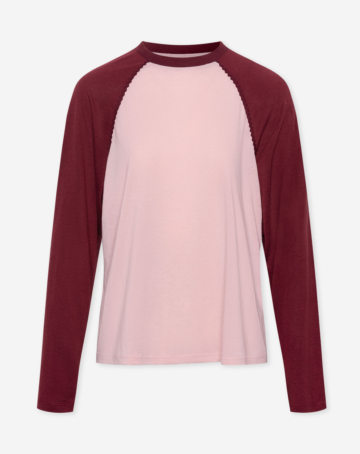 CONTRAST RAGLAN TAPE OVERSIZED LONGSLEEVE TEE PINK 1