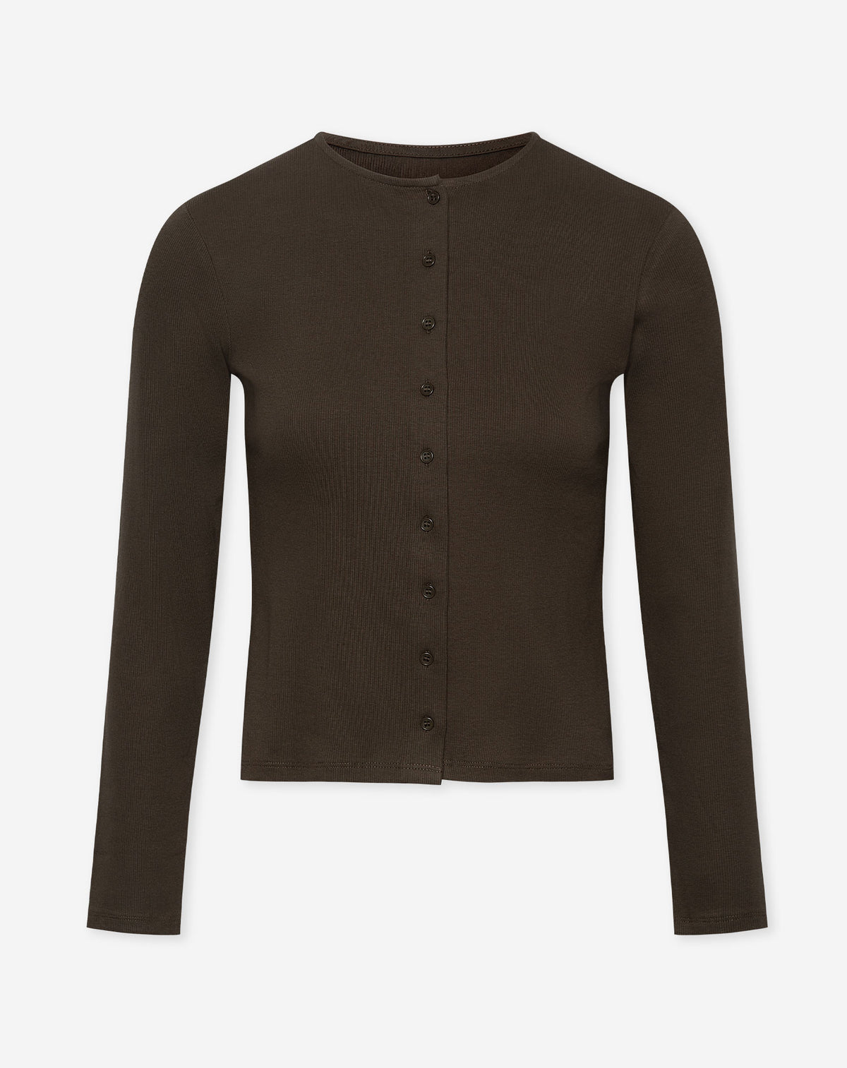 BUTTON UP RIB LONGSLEEVE TOP BRUIN