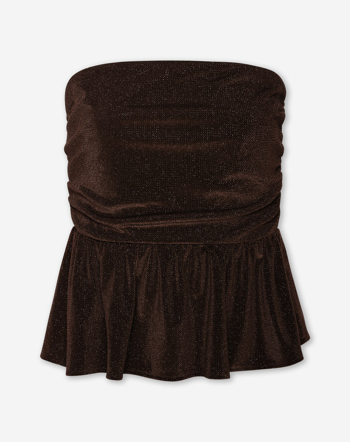LIZA VELVET PEPLUM TOP BROWN