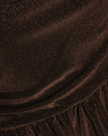 LIZA VELVET PEPLUM TOP BROWN