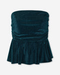 LIZA VELVET PEPLUM TOP TEAL
