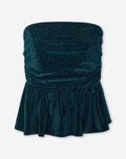 LIZA VELVET PEPLUM TOP TEAL