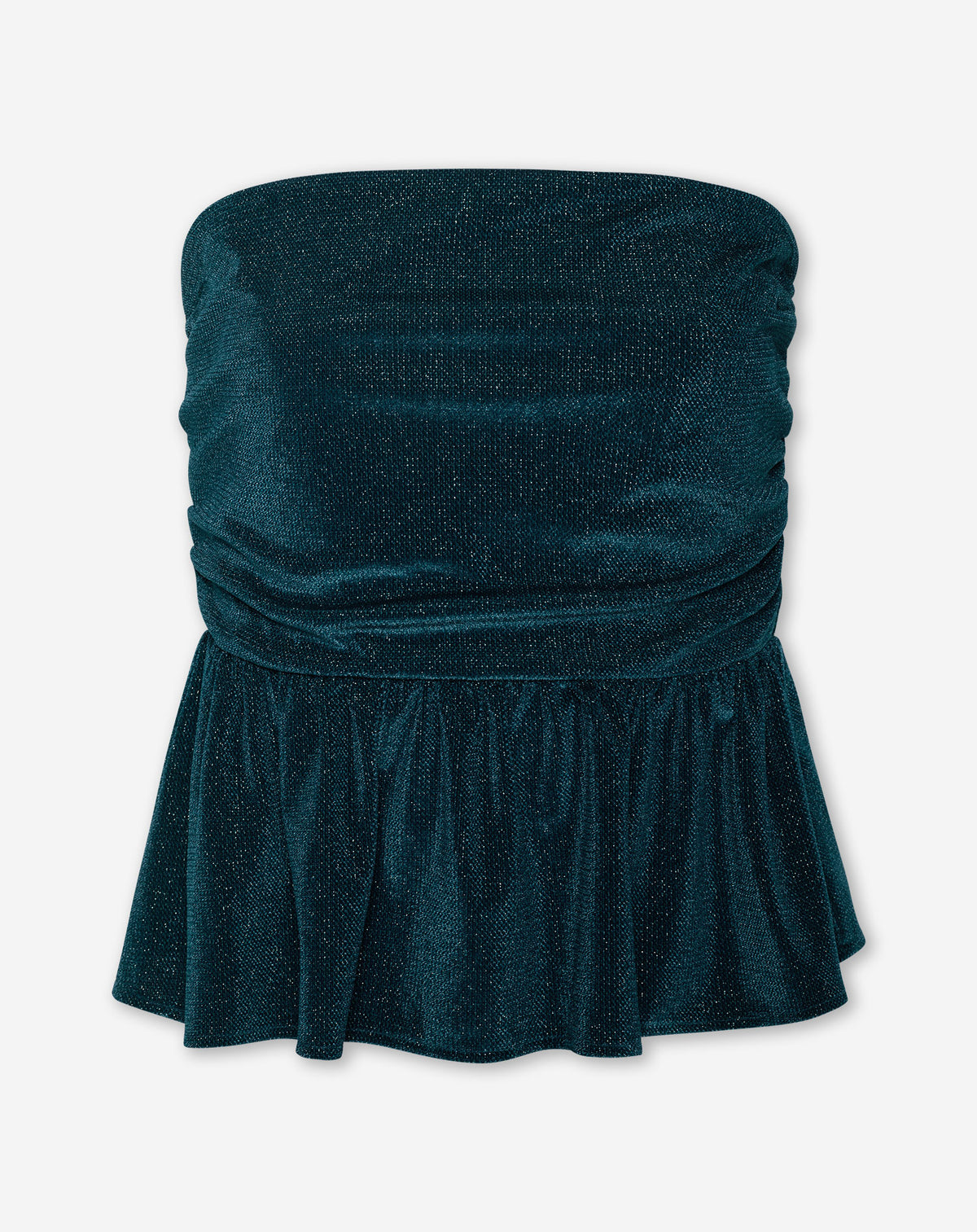 LIZA VELVET PEPLUM TOP TEAL