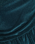 LIZA VELVET PEPLUM TOP TEAL