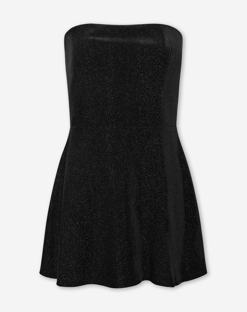 LIZA VELVET BANDEAU DRESS BLACK