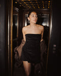 LIZA VELVET BANDEAU DRESS BLACK