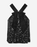 SEM SEQUINS VELVET BOW TOP BLACK