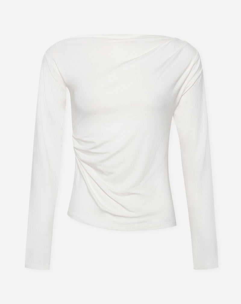 PAOLA PLEATED OFF SHOULDER LONGSLEEVE TOP CREAM