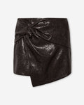 SHIVA FAUX SNAKE LEATHER KNOTTED SKORT BROWN