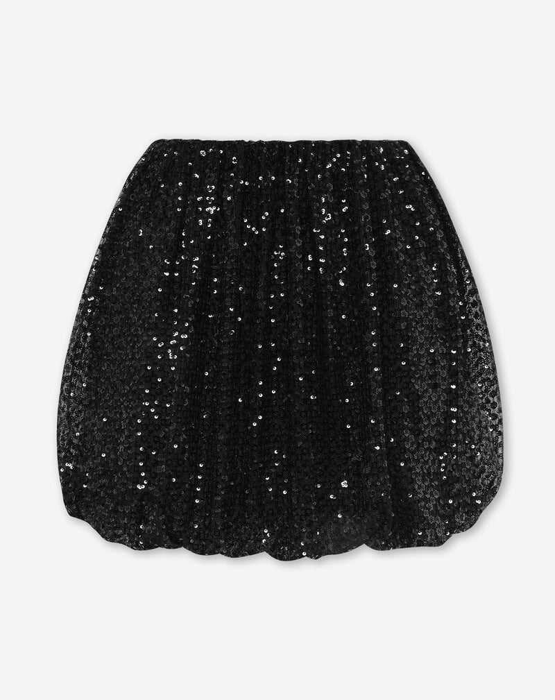 JOIA SEQUINS SMALL FLOWER BALLOON SKIRT ZWART