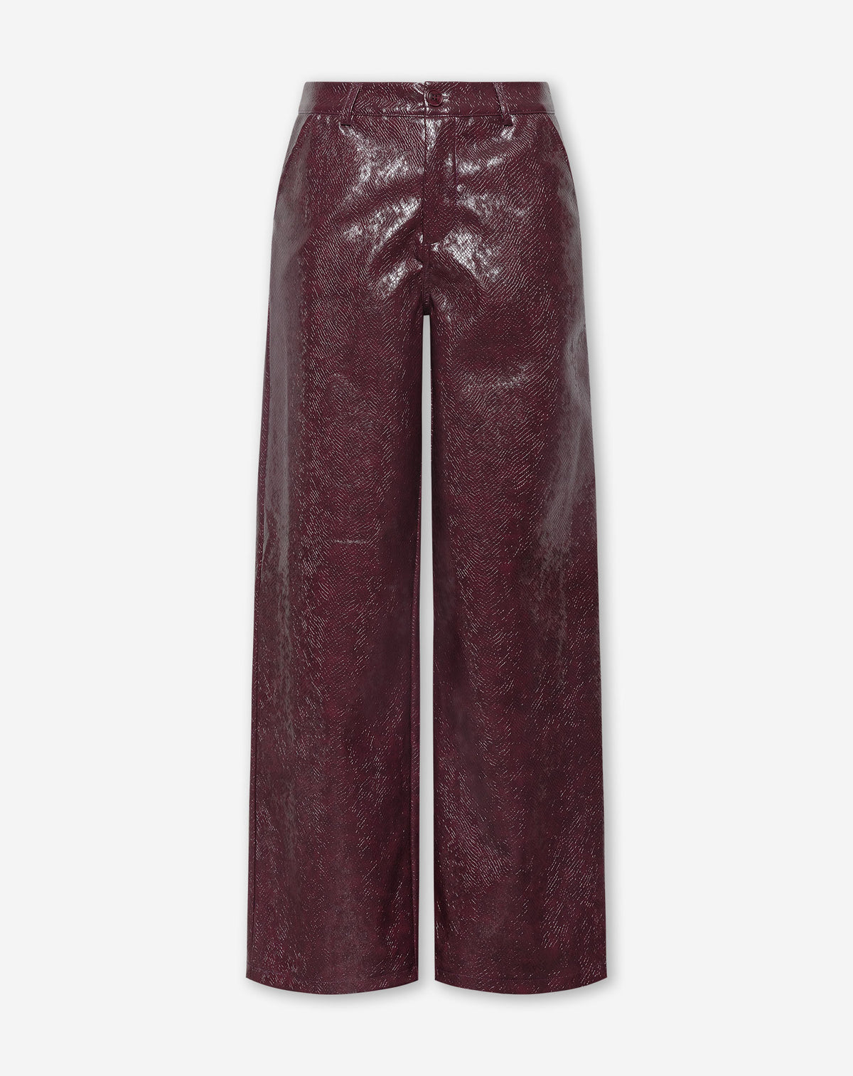SHIVA FAUX SNAKE LEATHER PANTS PETITE BURGUNDY