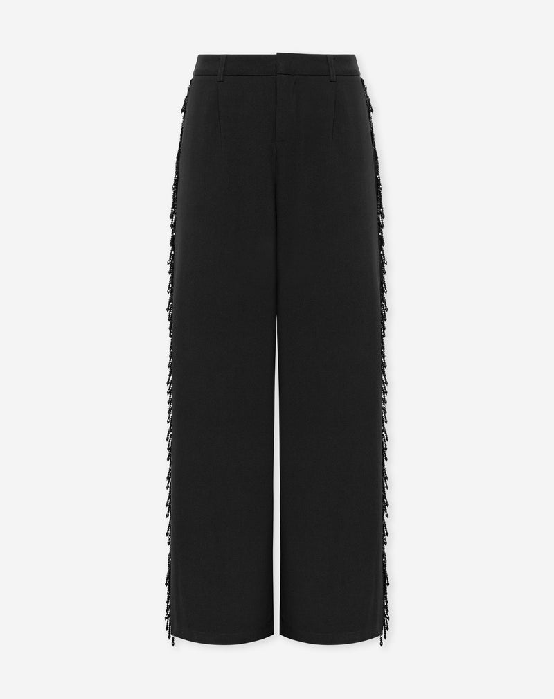 LIES BEADED FRINGE PANTALON BLACK