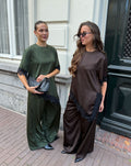 CARRIE SATIN PANTS ARMY GREEN