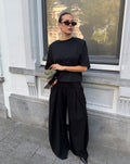 PLEATED CARGO PANTS BLACK