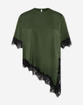CARRIE ASYMMETRIC SATIN LACE TOP ARMY GREEN
