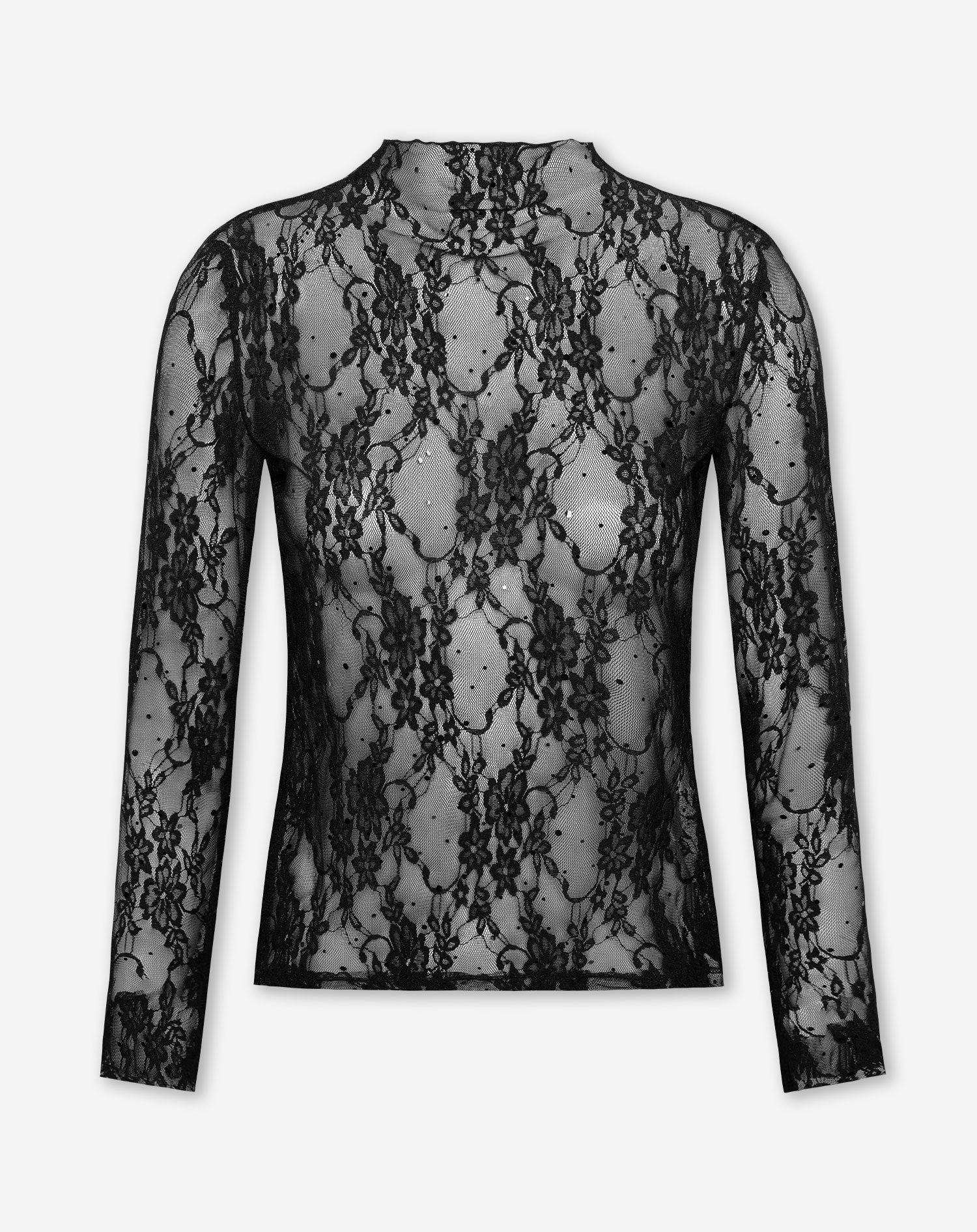 VITTO GLITTER LACE TOP BLACK