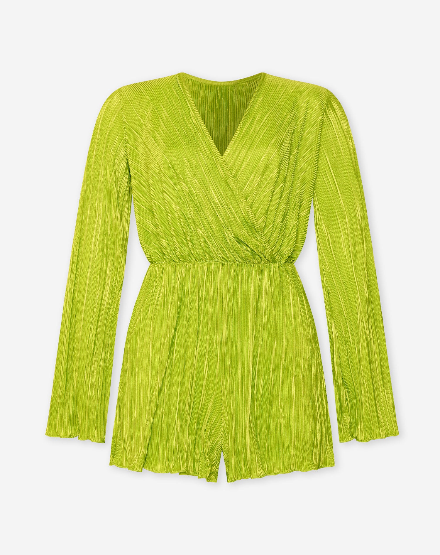 ALICE RIBBED SATIN PLAYSUIT LIME