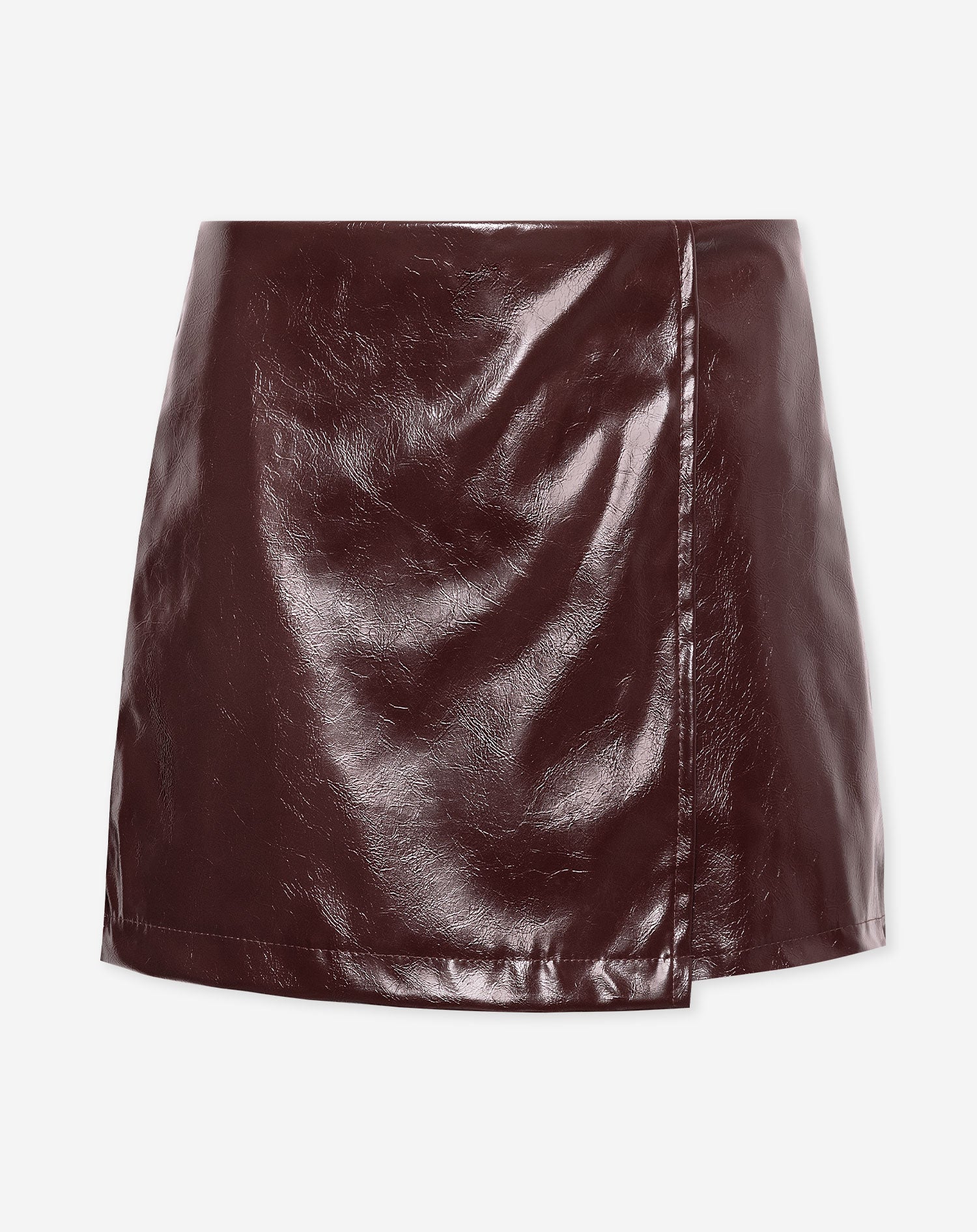 MILOU LACQUER SKORT BURGUNDY