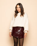 MILOU LACQUER SKORT BURGUNDY