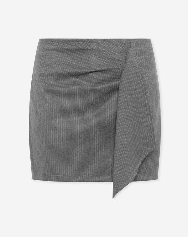 PINSTRIPE FLAP SKORT GRIJS