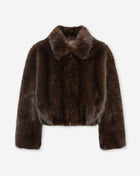 FAUX FUR ZIPPER COAT BRUIN