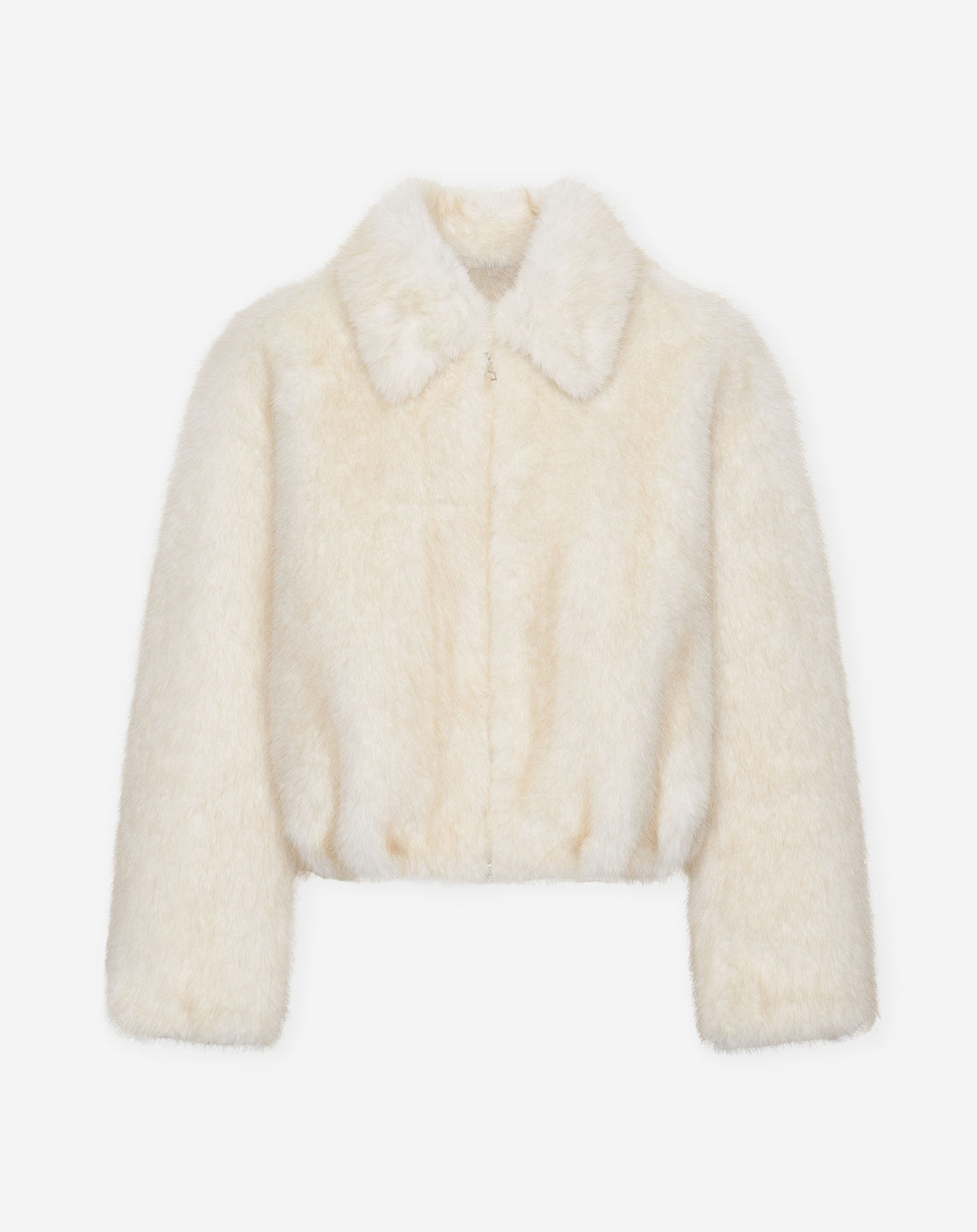 FAUX FUR ZIPPER COAT LIGHT BEIGE